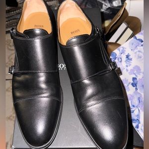 Hugo Boss Leather Monk Strap Dress Shoes